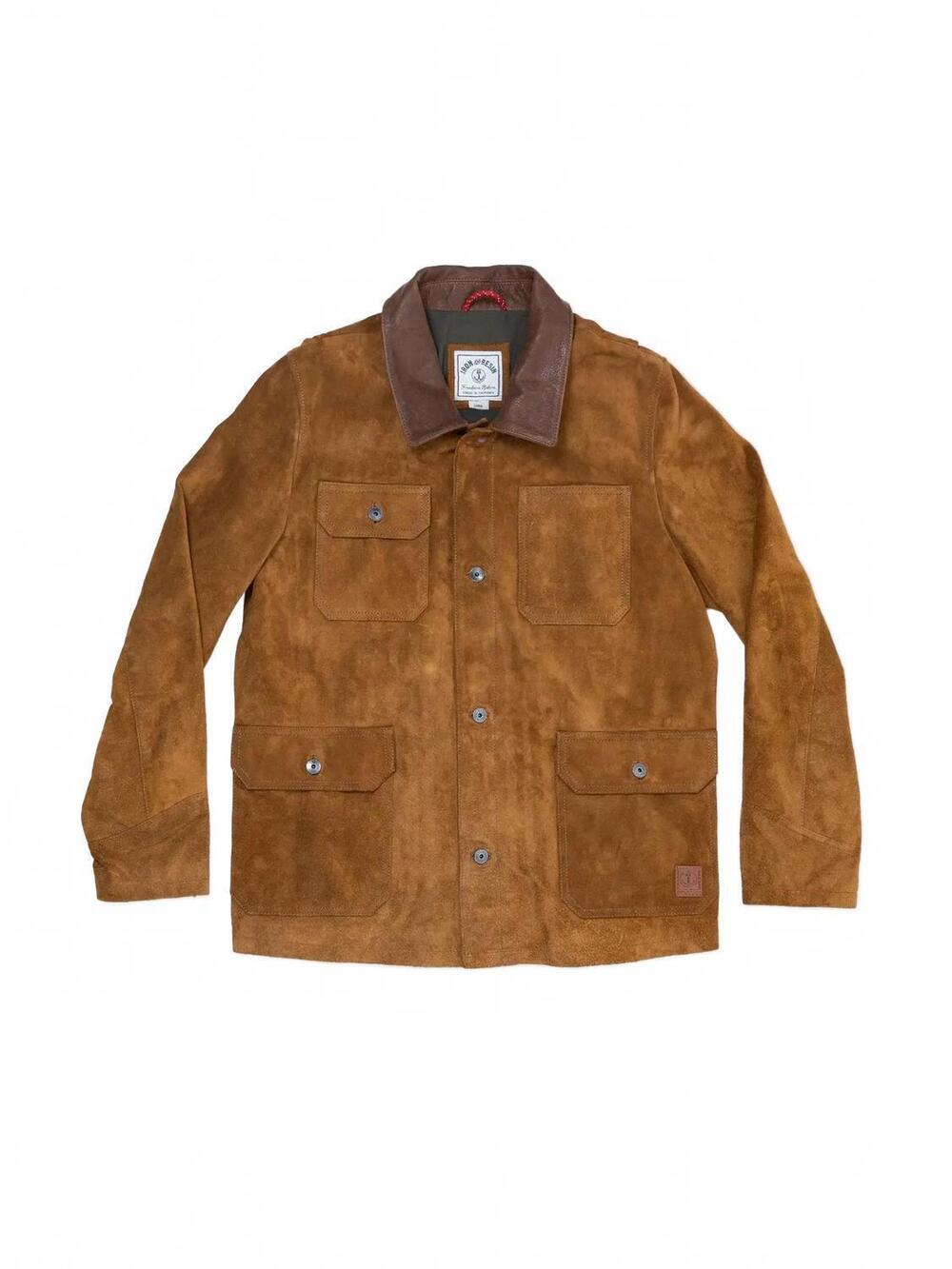 NEW IRON & RESIN men's buffalo rock suede jacket in cognack